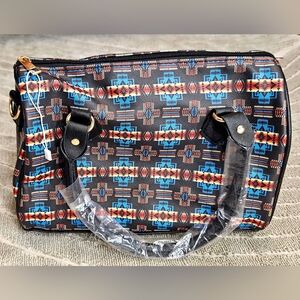 Southwest Style Vegan Leather Handled bag 11"